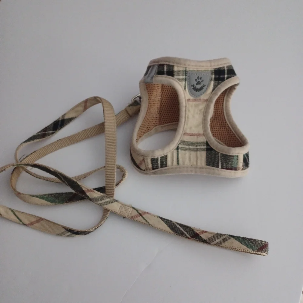 Pup Tech Burberry Look Harness + Leash Sz S